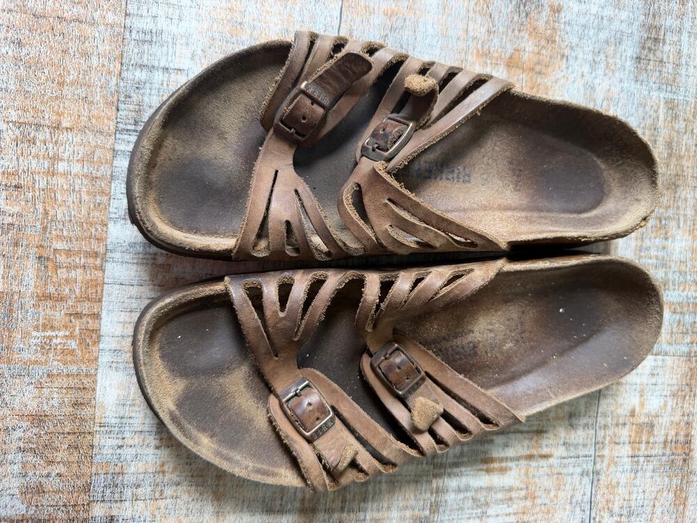 Birkenstock Granada Brown Leather Classic Cork Boho Sandals Size EU 38 US 7